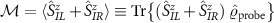 $\mathcal{M} = \langle \hat{S}^z_{IL}+\hat{S}^z_{IR}\rangle\equiv {\textrm{Tr}}\big\{{(\hat{S}_{IL}^z + \hat{S}_{IR}^z)~\hat{\varrho}_\textrm{probe}}\big\}$