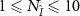 $1\unicode{x2A7D} N_{\hat{I}}\unicode{x2A7D} 10$