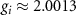 $g_i\approx 2.0013$