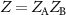 $Z = Z_{\mathrm{A}}Z_{\mathrm{B}}$