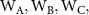 $\mathrm{W_{A}, W_{B}, W_{C},}$