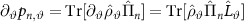 $\partial_{\vartheta}p_{n,\vartheta} = \mathrm{Tr}[\partial_{\vartheta} \hat{\rho}_\vartheta \hat{\Pi}_{n}] = \mathrm{Tr}[\hat{\rho}_\vartheta \hat{\Pi}_{n}\hat{L}_{\vartheta}]$