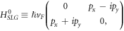 ${H}_{{SLG}}^{0}\equiv {\rm{\hslash }}{v}_{F}\left(\begin{array}{cc}0 & {p}_{x}-{{ip}}_{y}\\ {p}_{x}+{{ip}}_{y} & 0,\end{array}\right)$