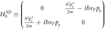 ${H}_{0}^{{SD}}\equiv \left(\begin{array}{cc}0 & \tfrac{{{\rm{\hslash }}}^{2}{p}_{x}^{2}}{2m}-i{\rm{\hslash }}{v}_{F}{p}_{y}\\ \tfrac{{{\rm{\hslash }}}^{2}{p}_{x}^{2}}{2m}+i{\rm{\hslash }}{v}_{F}{p}_{y} & 0\end{array}\right)$
