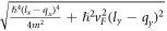 $\sqrt{\tfrac{{{\rm{\hslash }}}^{4}{({l}_{x}-{q}_{x})}^{4}}{4{m}^{2}}+{{\rm{\hslash }}}^{2}{v}_{F}^{2}{({l}_{y}-{q}_{y})}^{2}}$