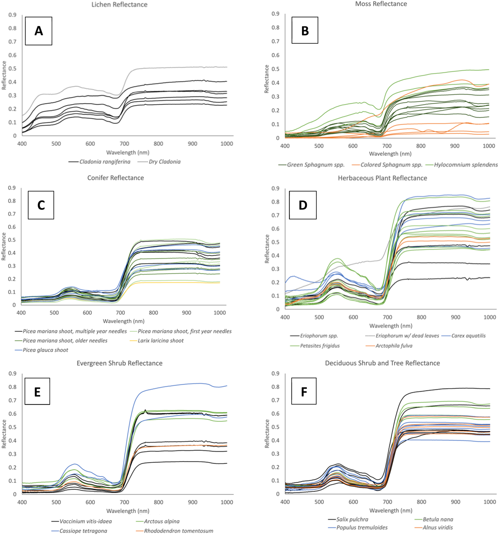 Leaf-level chlorophyll fluorescence and reflectance spectra of high ...