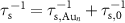 $\tau_\mathrm s^{-1} = \tau_{\mathrm s,\mathrm{Au}_n}^{-1} + \tau_{\mathrm s,0}^{-1}$
