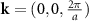 $\mathbf{k} = (0,0,\frac{2\pi}{a})$