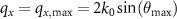 $q_x = q_{x,{\mathrm{max}}} = 2k_0\sin(\theta_{\mathrm{max}})$