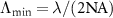 $\Lambda_{\mathrm{min}} = \lambda/(2\mathrm{NA})$