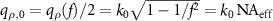 $q_{\rho,0} = q_\rho(f)/2 = k_0\sqrt{1-1/f^2} = k_0 \, \mathrm{NA}_{\mathrm{eff}}$