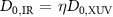 $D_{0,\mathrm{IR}}\,=\,\eta D_{0,\mathrm{XUV}}$