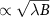 $ \propto \sqrt {\lambda B} $