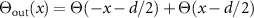 $\Theta_}(x) = \Theta(-x-d/2) + \Theta(x-d/2)$