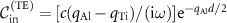 $_}^} = [c(q_}- q_})/(\mathrm i\omega)]\mathrm e^}d/2}$