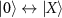 $\left| 0 \right\rangle \leftrightarrow \left| X \right\rangle $