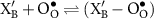 $\textrm{X}_{\textrm{B}}^{^{\prime}} + \textrm{O}_{\textrm{O}}^{\bullet} \rightleftharpoons (\textrm{X}_{\textrm{B}}^{^{\prime}}-\textrm{O}_{\textrm{O}}^{\bullet})$