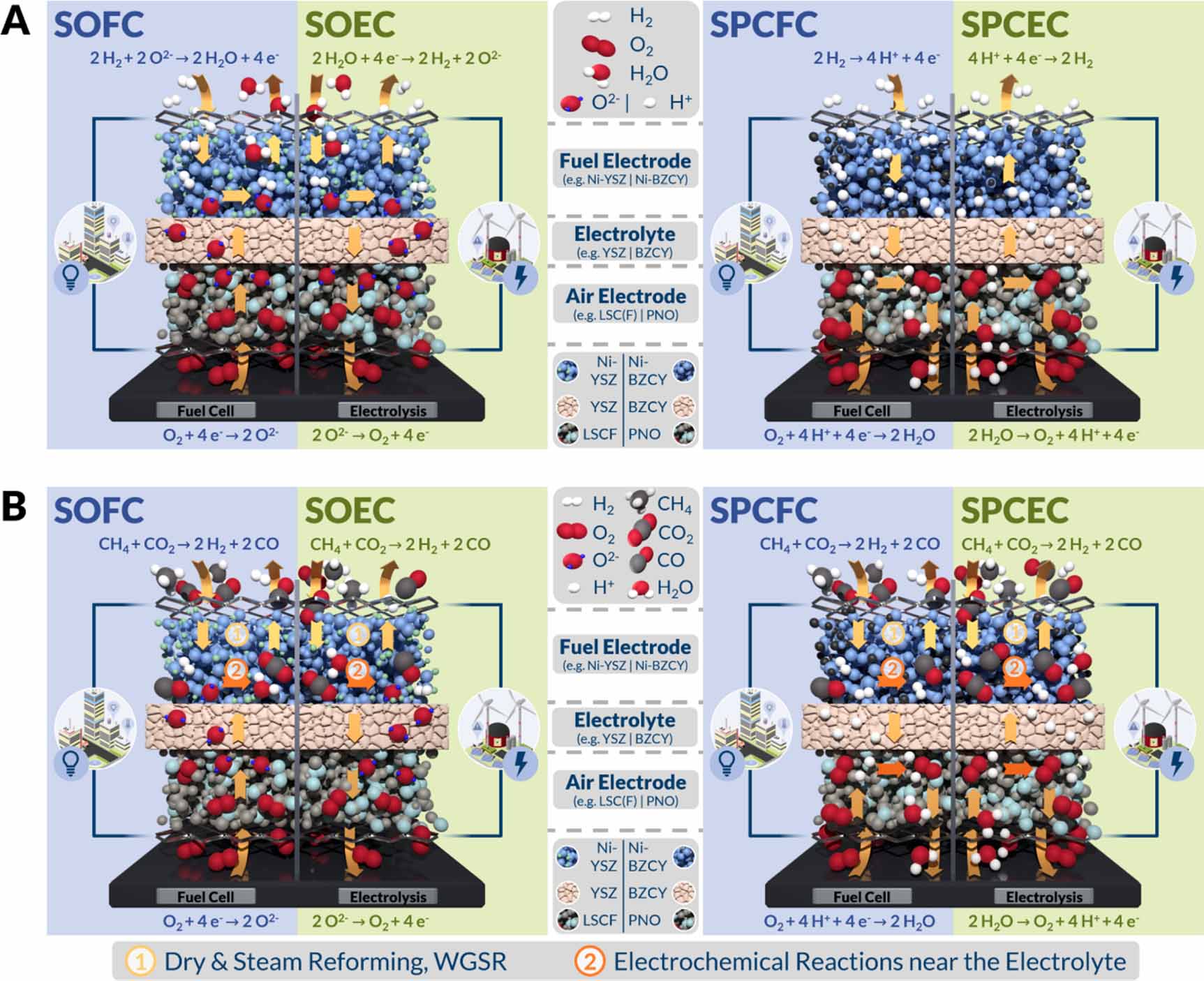 Internal biogas reforming in solid oxide and proton conducting fuel ...