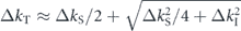 ${\Delta}{k}_{\mathrm{T}}\approx {\Delta}{k}_{\mathrm{S}}/2+\sqrt{{\Delta}{k}_{\mathrm{S}}^{2}/4+{\Delta}{k}_{\mathrm{I}}^{2}}$