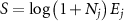 $S = {\text{log}}\left( {1 + {N_j}} \right){E_j}$