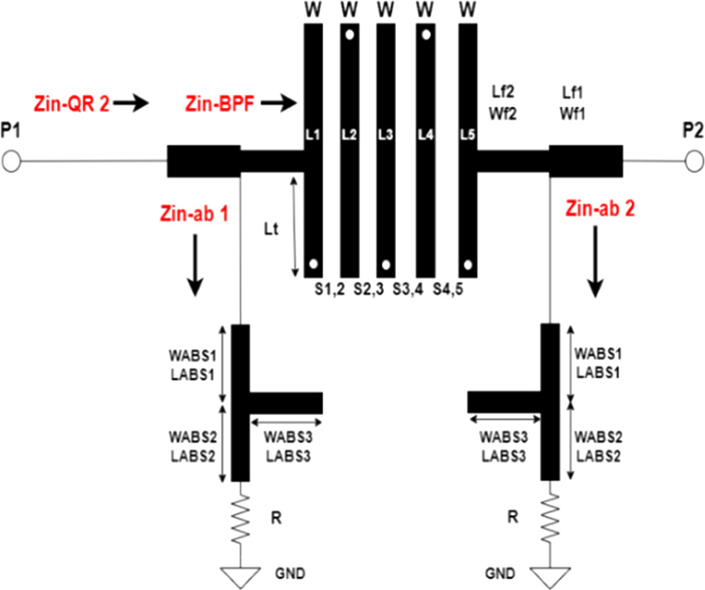 Five-pole wideband quasi-reflectionless interdigital BPF with second ...