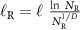$\ell_\textrm{R} = \ell \ {\textrm{ln} \ N_\textrm{R}\over N_\textrm{R}^{1/D}}$