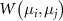 $W\left( \mu_i, \mu_j \right)$