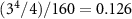 $(3^4/4)/160 = 0.126$