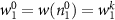 $w_1^0 = w(n^0_1) = w_1^k$