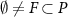 $\emptyset \neq F \subset P$