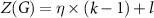 $ Z(G) = \eta \times (k-1) + l $