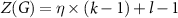 $Z(G) = \eta \times (k-1) + l - 1$