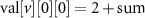 $\text{val}[v][0][0] = 2+ \text{sum}$