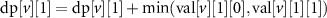 $\text{dp}[v][1] = \text{dp}[v][1] + \min(\text{val}[v][1][0], \text{val}[v][1][1])$