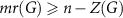 $mr(G) \unicode{x2A7E} n-Z(G)$