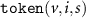 $ \texttt{token}(v, i, s) $