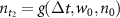 $n_{t_2} = g({\Delta t}, w_0, n_0)$