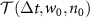 ${\mathcal{T}}(\Delta t, w_0, n_0)$