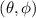 $\left(\theta,\phi\right)$