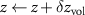 $z \gets z+\delta z_\text{vol}$