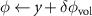 $\phi \gets y + \delta \phi_\text{vol}$