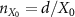 $n_{{X_0}} = d/{X_0}$