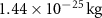 $1.44\times 10^{-25}\,\mathrm{kg}$
