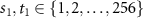 $s_1, t_1 \in \{1, 2, \dots, 256\}$