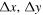 ${\rm{\Delta }}x,{\rm{\Delta }}y$