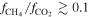 ${f}_{{{\rm{CH}}}_{4}}/{f}_{{{\rm{CO}}}_{2}}\gtrsim 0.1$