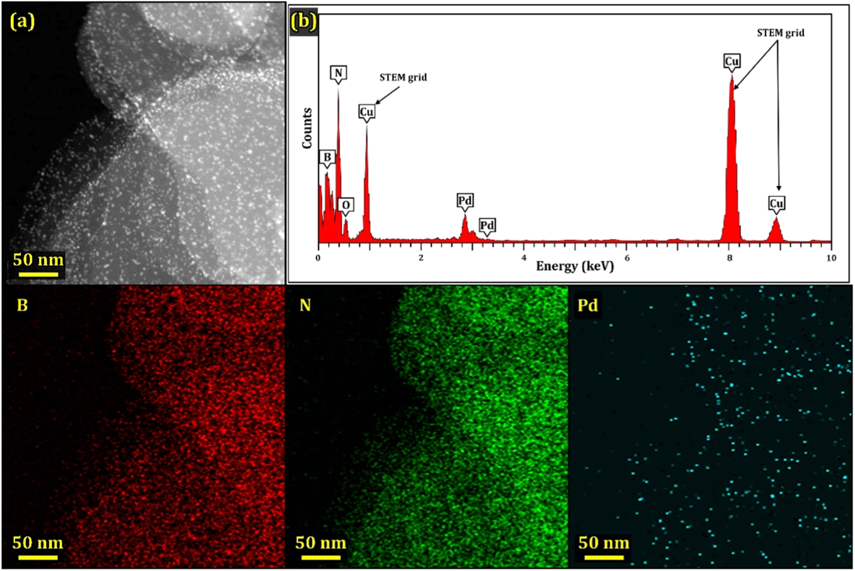 Boron nitridepalladium nanostructured catalyst efficient reduction of