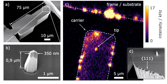 Fabrication of tips for scanning probe magnetometry by diamond growth ...