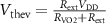 $V_{\mathrm{thev}} = \frac{R_{\mathrm{ext}} V_{\mathrm{DD}}}{R_{\mathrm{VO2}} + R_{\mathrm{ext}}}$