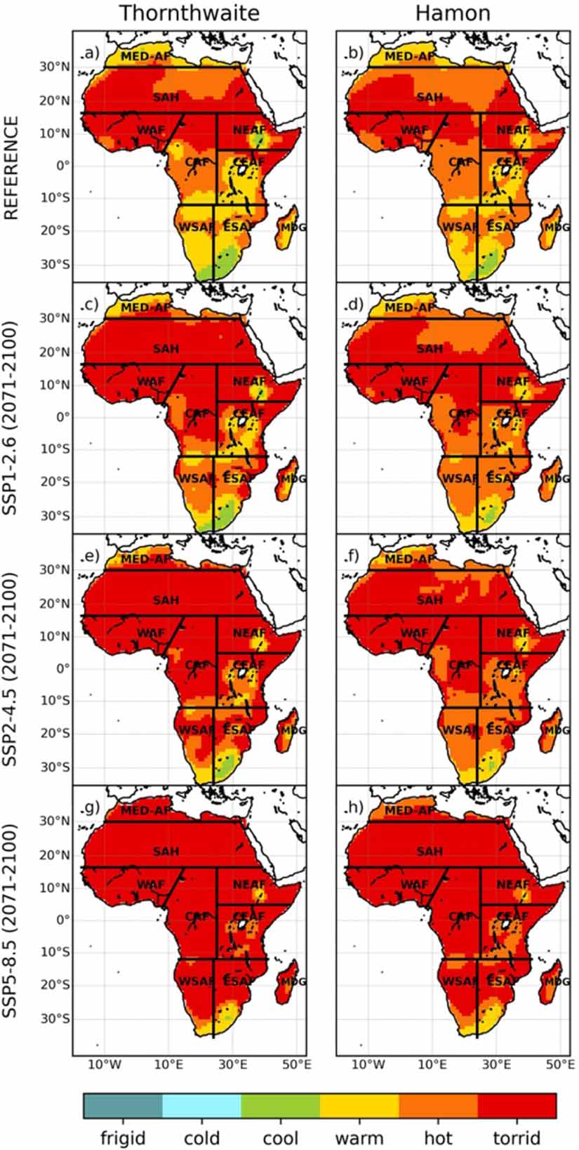 Projected expansion of hottest climate zones over Africa during the mid ...